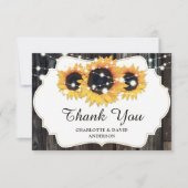 Rustic Wood Sunflower Wedding Bedankkaart (Voorkant)