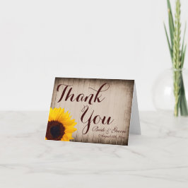 Rustic Wood Sunflower Wedding Bedankt kaarten