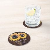 Rustic Wood Sunflower Wedding Bedankt Ronde Kartonnen Onderzetter (Insitu)