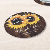 Rustic Wood Sunflower Wedding Bedankt Ronde Kartonnen Onderzetter (Gebogen)