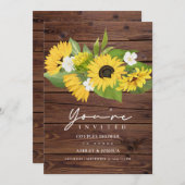 Rustic Wood Sunflower Wedding Couples Shower Kaart (Voorkant / Achterkant)