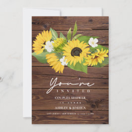 Rustic Wood Sunflower Wedding Couples Shower Kaart