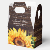 Rustic Wood Sunflower Wedding Favor Box Bedankdoosjes (Geopend)