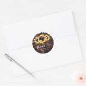 Rustic Wood Sunflower Wedding Favor Ronde Sticker (Envelop)