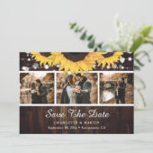 Rustic Wood Sunflower Wedding Foto Save The Date (Staand voorkant)