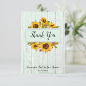 Rustic Wood Sunflower Wedding Hartelijk dank Bedankkaart (Staand voorkant)
