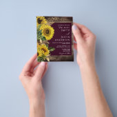 Rustic Wood Sunflower Wedding Invitting Flyer (Hand)