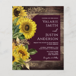 Rustic Wood Sunflower Wedding Invitting Flyer