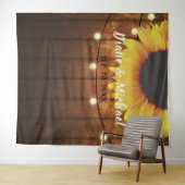 Rustic Wood Sunflower Wedding Photo Booth Backdrop Wandkleed (In Situ (horizontaal))