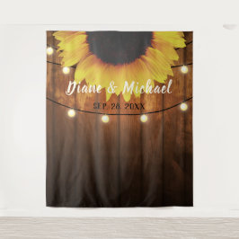 Rustic Wood Sunflower Wedding Photo Booth Backdrop Wandkleed