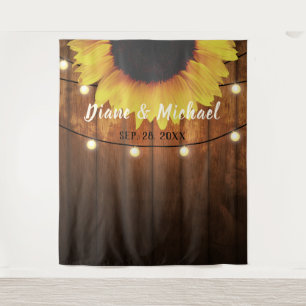 Rustic Wood Sunflower Wedding Photo Booth Backdrop Wandkleed