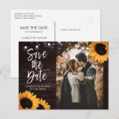 Rustic Wood Sunflower Wedding Photo Save the Date Briefkaart (Voorkant / Achterkant)