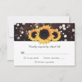 Rustic Wood Sunflower Wedding RSVP Kaartje