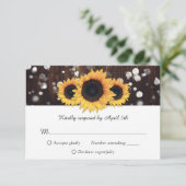 Rustic Wood Sunflower Wedding RSVP Kaartje (Staand voorkant)