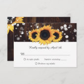 Rustic Wood Sunflower Wedding RSVP Kaartje (Voorkant / Achterkant)