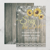 Rustic Wood Sunflower Wedding Save the Date (Voorkant / Achterkant)