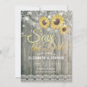 Rustic Wood Sunflower Wedding Save the Date (Voorkant)