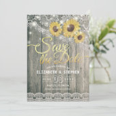 Rustic Wood Sunflower Wedding Save the Date (Staand voorkant)