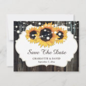 Rustic Wood Sunflower Wedding Save the Date Aankondiging (Voorkant)