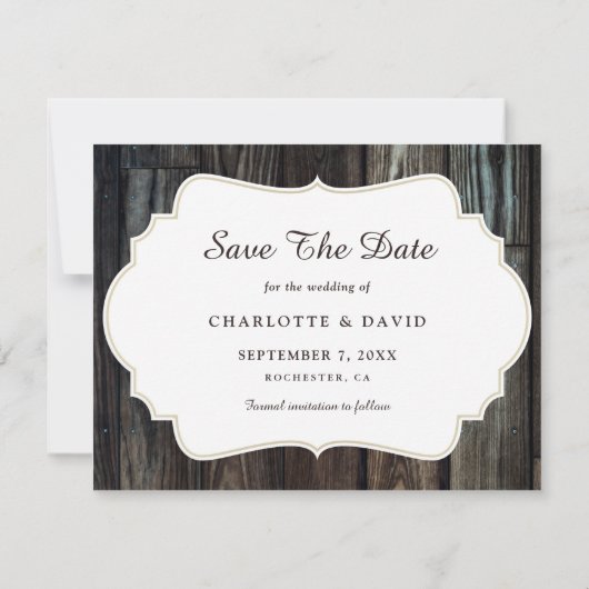 Rustic Wood Sunflower Wedding Save the Date Aankondiging (Achterkant)