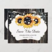 Rustic Wood Sunflower Wedding Save the Date Aankondiging (Voorkant / Achterkant)