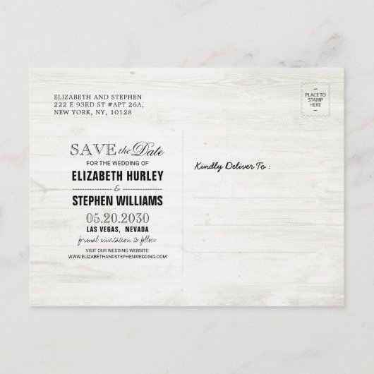 Rustic Wood Sunflower Wedding Save the Date Aankondigingskaart (Achterkant)