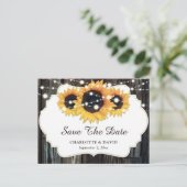 Rustic Wood Sunflower Wedding Save the Date Aankondigingskaart (Staand voorkant)