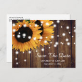 Rustic Wood Sunflower Wedding Save the Date Aankondigingskaart (Voorkant / Achterkant)