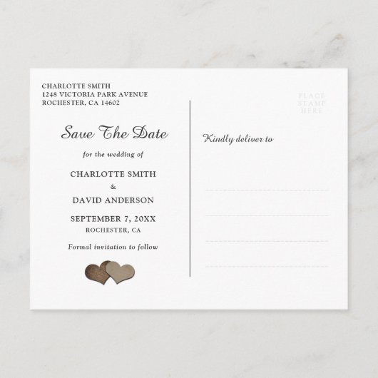 Rustic Wood Sunflower Wedding Save the Date Aankondigingskaart (Achterkant)