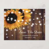 Rustic Wood Sunflower Wedding Save the Date Aankondigingskaart (Voorkant)