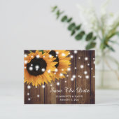 Rustic Wood Sunflower Wedding Save the Date Aankondigingskaart (Staand voorkant)