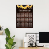 Rustic Wood Sunflower Wedding Seating Chart 12 Poster (Thuiskantoor)
