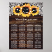 Rustic Wood Sunflower Wedding Seating Chart 12 Poster (Voorkant)