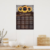 Rustic Wood Sunflower Wedding Seating Chart 12 Poster (Keuken)