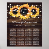 Rustic Wood Sunflower Wedding Seating Chart 8 Poster (Voorkant)