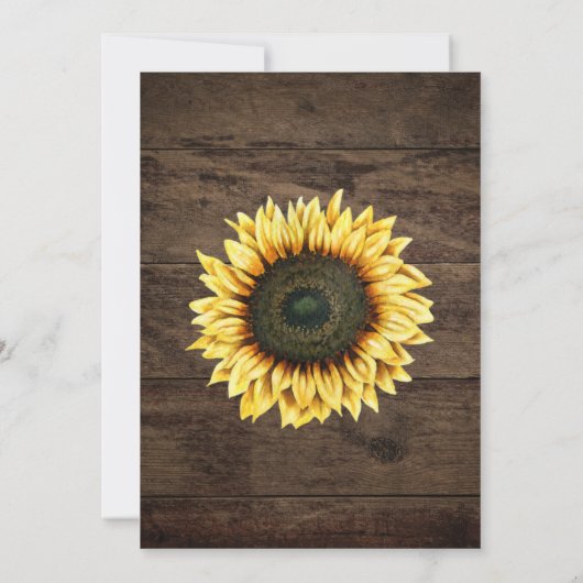 Rustic Wood Sunflower Wedding Uitnodiging (Achterkant)