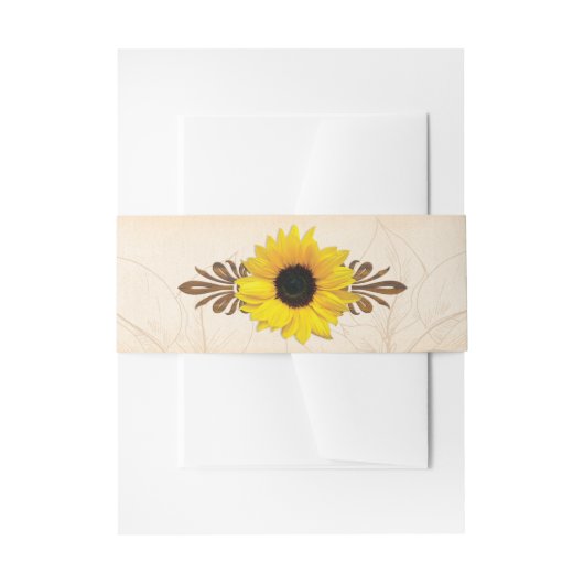 Rustic Wood Sunflower Wedding Uitnodigingen Wikkel (Voorkant Voorbeeld)