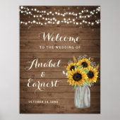 Rustic Wood Sunflower Wedding Welkomstteken Poster (Voorkant)