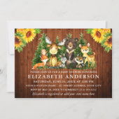 Rustic Wood Sunflower Woodland Animals Shower Kaart (Voorkant)