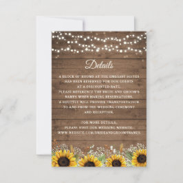Rustic Wood Sunflower's Breath Wedding Kaart