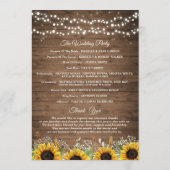 Rustic Wood Sunflower's Breath Wedding Programmakaart (Achterkant)