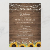 Rustic Wood Sunflower's Breath Wedding Programmakaart (Voorkant)