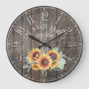 Rustic Wood Sunflowers Custom Grote Klok