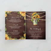 Rustic Wood Sunflowers Mason Jar QR Code Wedding (Binnen)