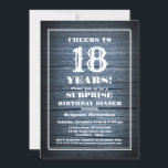 Rustic Wood Surprise 18th Birthday Dinner Party Kaart<br><div class="desc">Een bijtende houten verrassing 18e uitnodiging voor het verjaardagsdiner.</div>