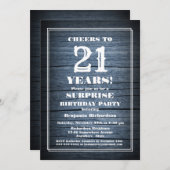 Rustic Wood Surprise 21ste verjaardag Kaart (Voorkant / Achterkant)