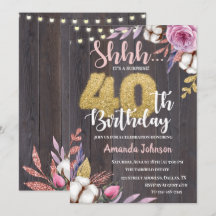 Rustic Wood Surprise 40th Birthday Invitation