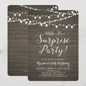 Rustic Wood Surprise 50th Adult Birthday Party Kaart (Voorkant / Achterkant)