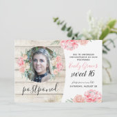 Rustic Wood Sweet 16 Uitgestelde datum opslaan Kaart (Staand voorkant)