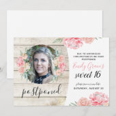 Rustic Wood Sweet 16 Uitgestelde datum opslaan Kaart (Voorkant / Achterkant)